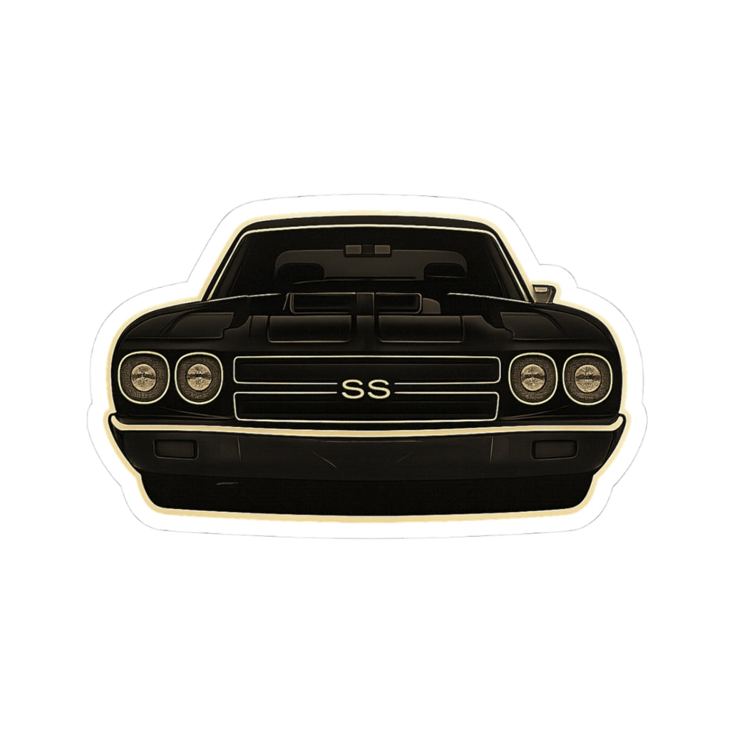 Classic Muscle Car Front Sticker — Black SS Camaro Kiss-Cut Decal