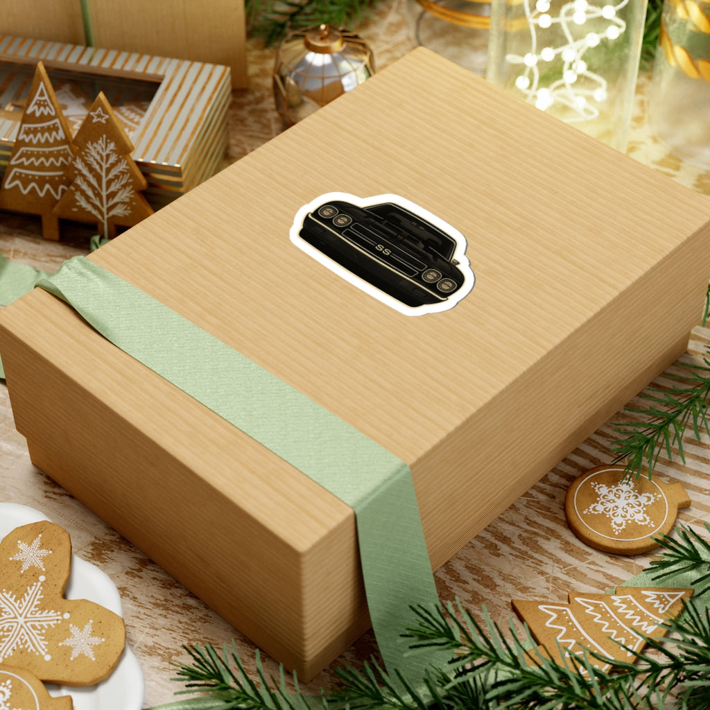 Classic Muscle Car Front Sticker — Black SS Camaro Kiss-Cut Decal