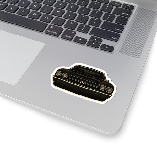 Classic Muscle Car Front Sticker — Black SS Camaro Kiss-Cut Decal